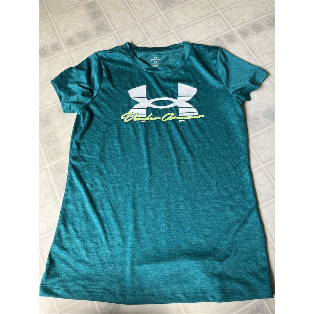 Loose Teal Graphic Active Polyester Wicking Under Armour Short Sleeve T-Shirt